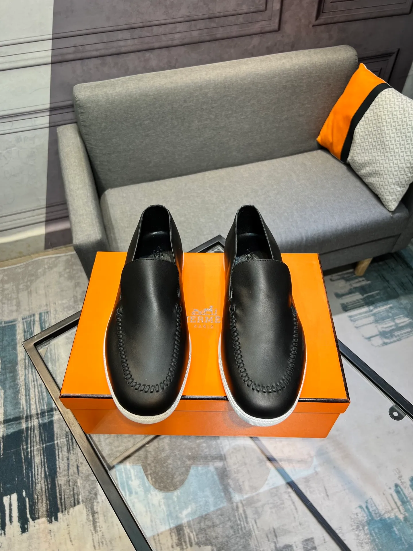 Men's shoes 💰700 [HERMES] Hermès - High-end quality original order 🔍🔍 - Upper: 🔝 cowhide suede splicing design - Inner lining: imported mixed sheepskin - Outsole: TPR foam · Rubber: two-color combined molding outsole - Super high quality control · Fine workmanship: highlighted (high-end, luxury, grade) -Size: 38-44 (45, 46, can be customized)